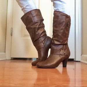 Brown Mid-Heel Boots